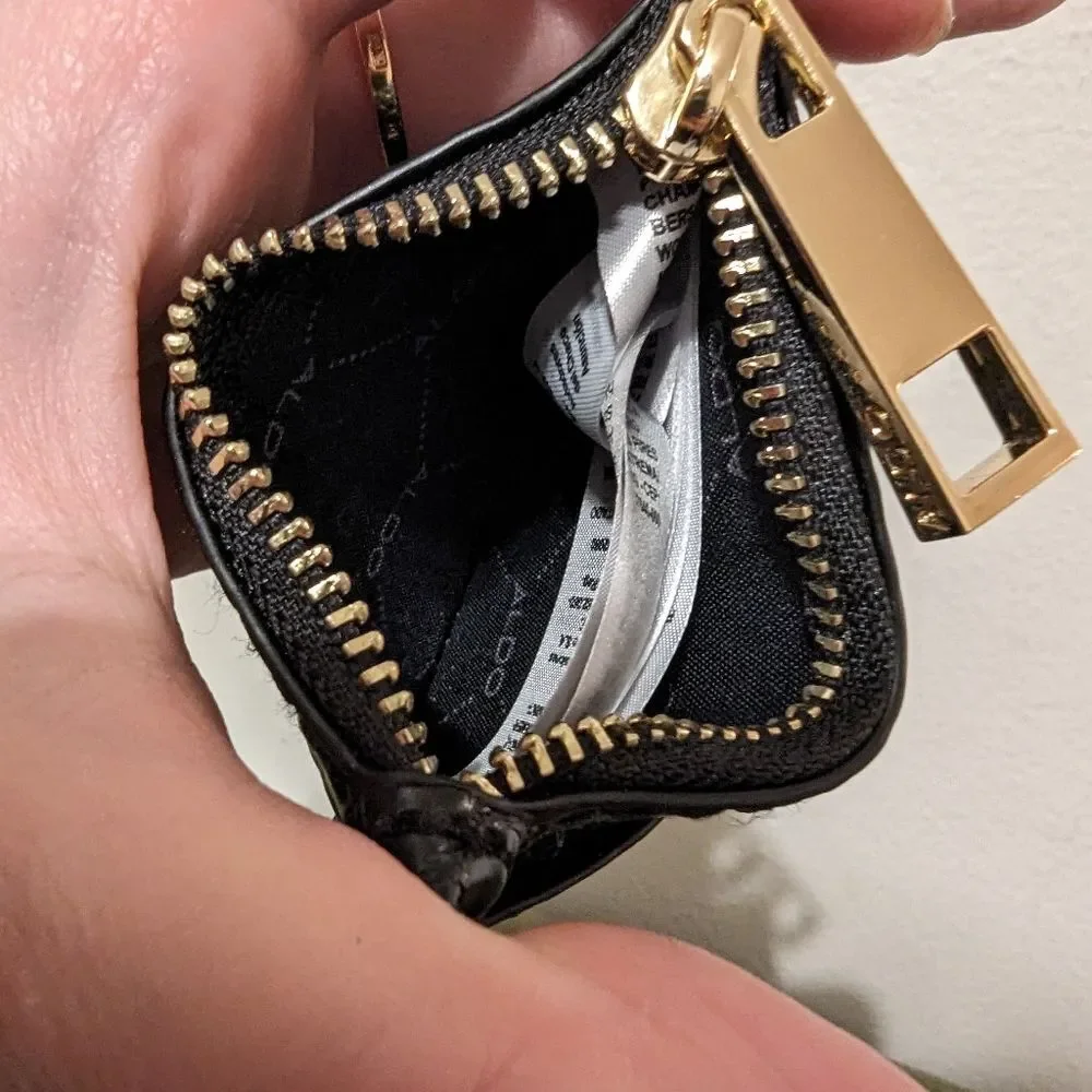 ALDO Black Cardholder Coin mini Wallet Crocodile Print